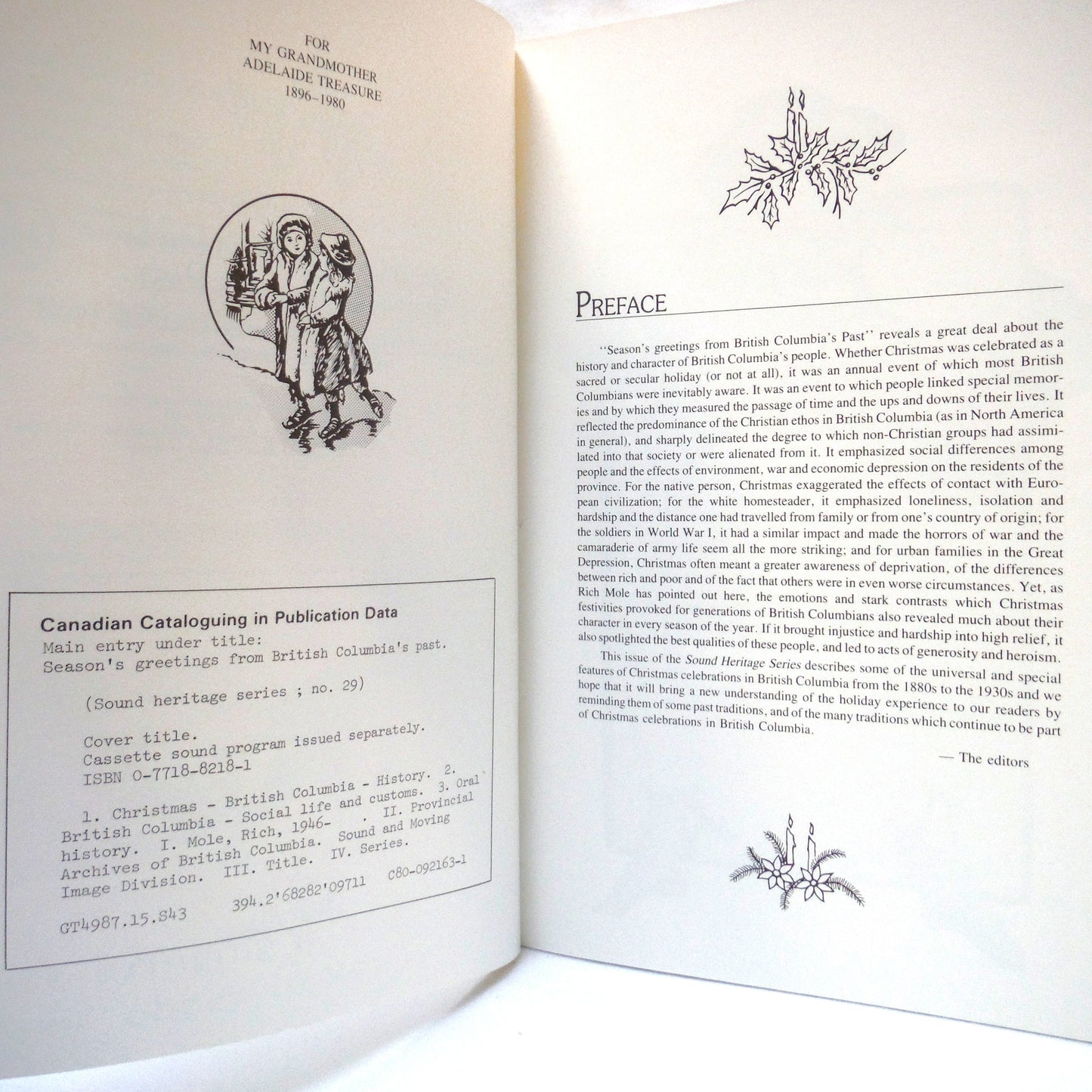 SEASON'S GREETINGS FROM BRITISH COLUMBIA'S PAST: Christmas as Celebrated in BC from 1880's to 1930's, by Rich Mole (1980 1st Ed.)