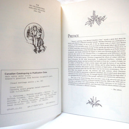 SEASON'S GREETINGS FROM BRITISH COLUMBIA'S PAST: Christmas as Celebrated in BC from 1880's to 1930's, by Rich Mole (1980 1st Ed.)