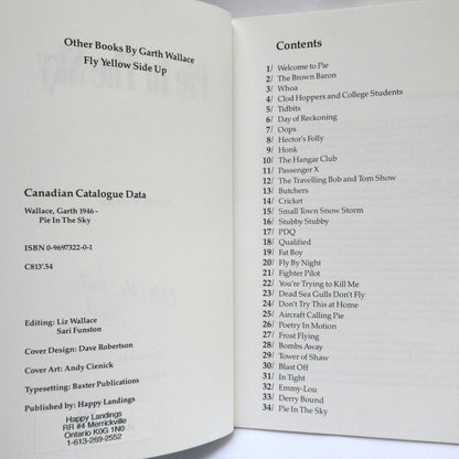 PIE IN THE SKY, Short Humour Aviation Stories by Garth Wallace  (1st Ed. SIGNED)