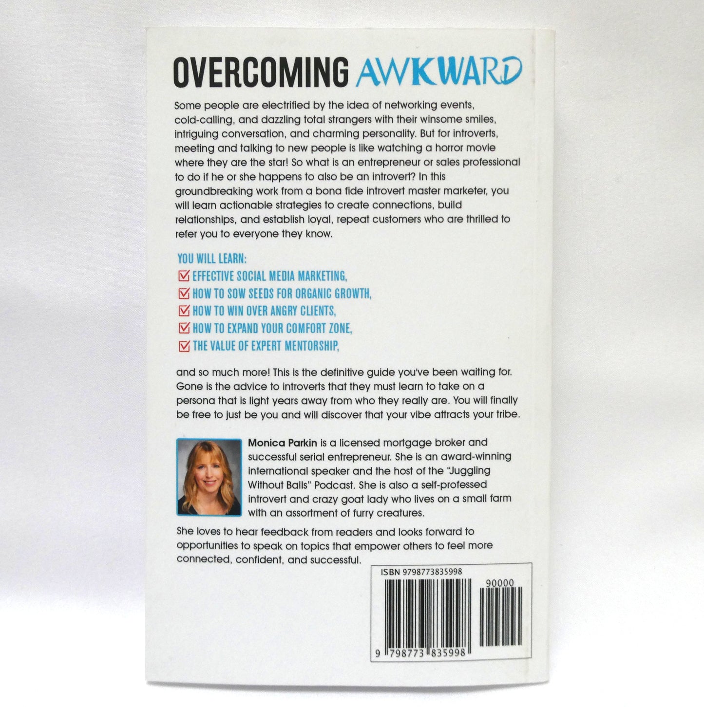 OVERCOMING AWKWARD, The Introvert's Guide to Networking, Marketing, and Sales, by Monica Parkin (1st Ed. SIGNED)
