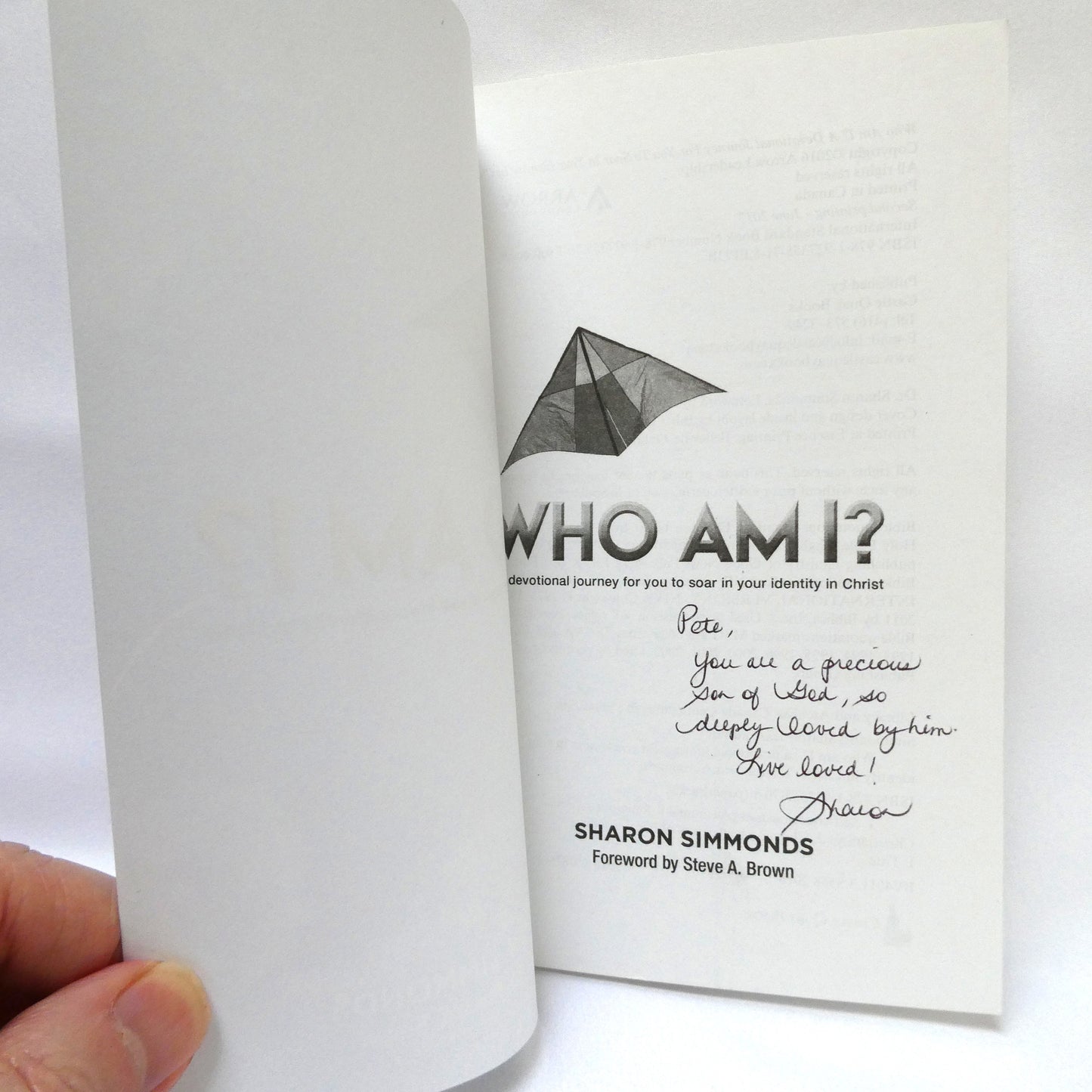 WHO AM I, a devotional journey for you to soar in your identity in Christ, by Sharon Simmonds  (1st Ed. SIGNED)