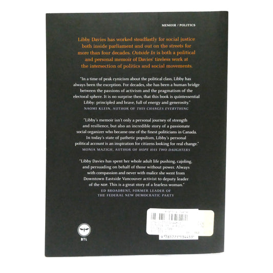 OUTSIDE IN, A Political Memoir by Libby Davies (1st Ed. SIGNED)