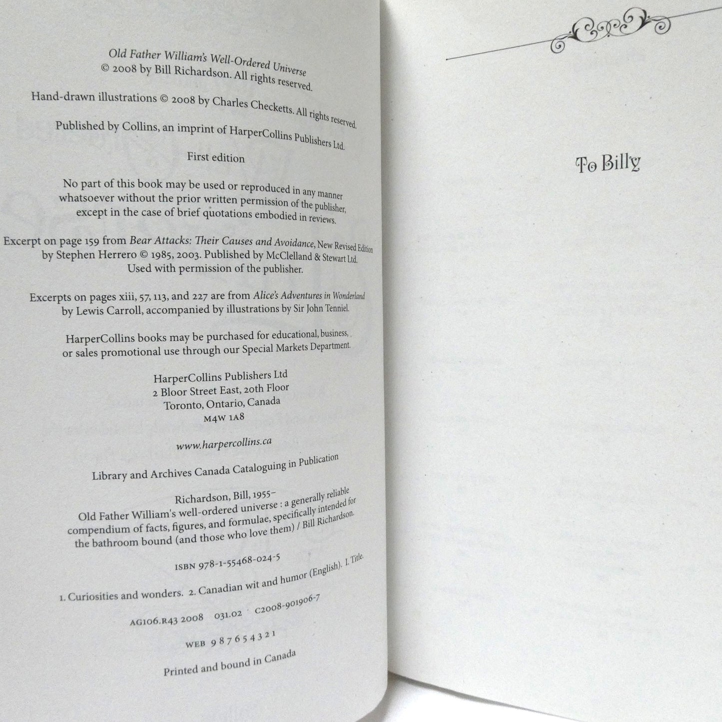 OLD FATHER WILLIAM'S WELL-ORDERED UNIVERSE, A Generally Reliable Compendium of Facts, Figures and Formulae, by Bill Richardson  (1st Ed. SIGNED)