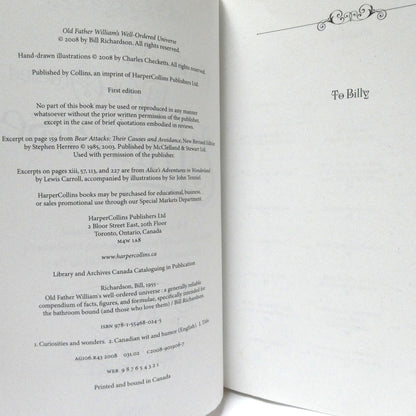 OLD FATHER WILLIAM'S WELL-ORDERED UNIVERSE, A Generally Reliable Compendium of Facts, Figures and Formulae, by Bill Richardson  (1st Ed. SIGNED)