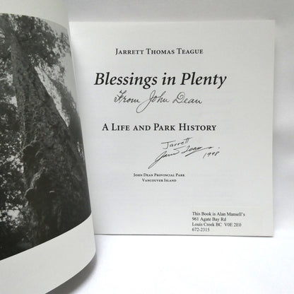 BLESSINGS IN PLENTY FROM JOHN DEAN, A Life and Park History by Jarrett Thomas Teague (1st Ed. SIGNED)