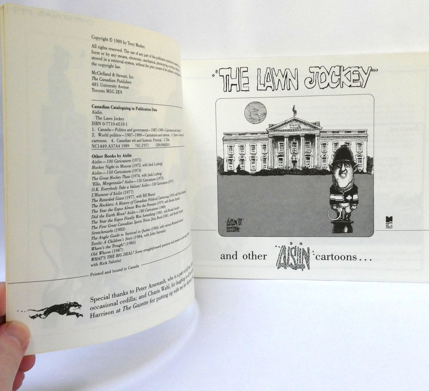 THE LAWN JOCKEY, And Other AISLIN Cartoons by Terry Mosher (1989 1st Ed.)