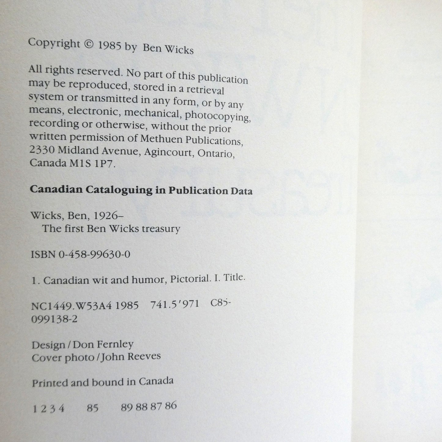 THE FIRST BEN WICKS TREASURY, Cartoons by Ben Wicks (1985 1st Ed.)