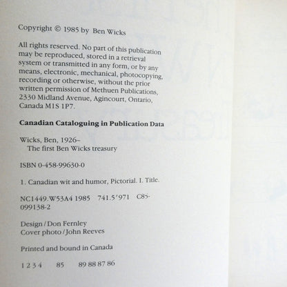 THE FIRST BEN WICKS TREASURY, Cartoons by Ben Wicks (1985 1st Ed.)