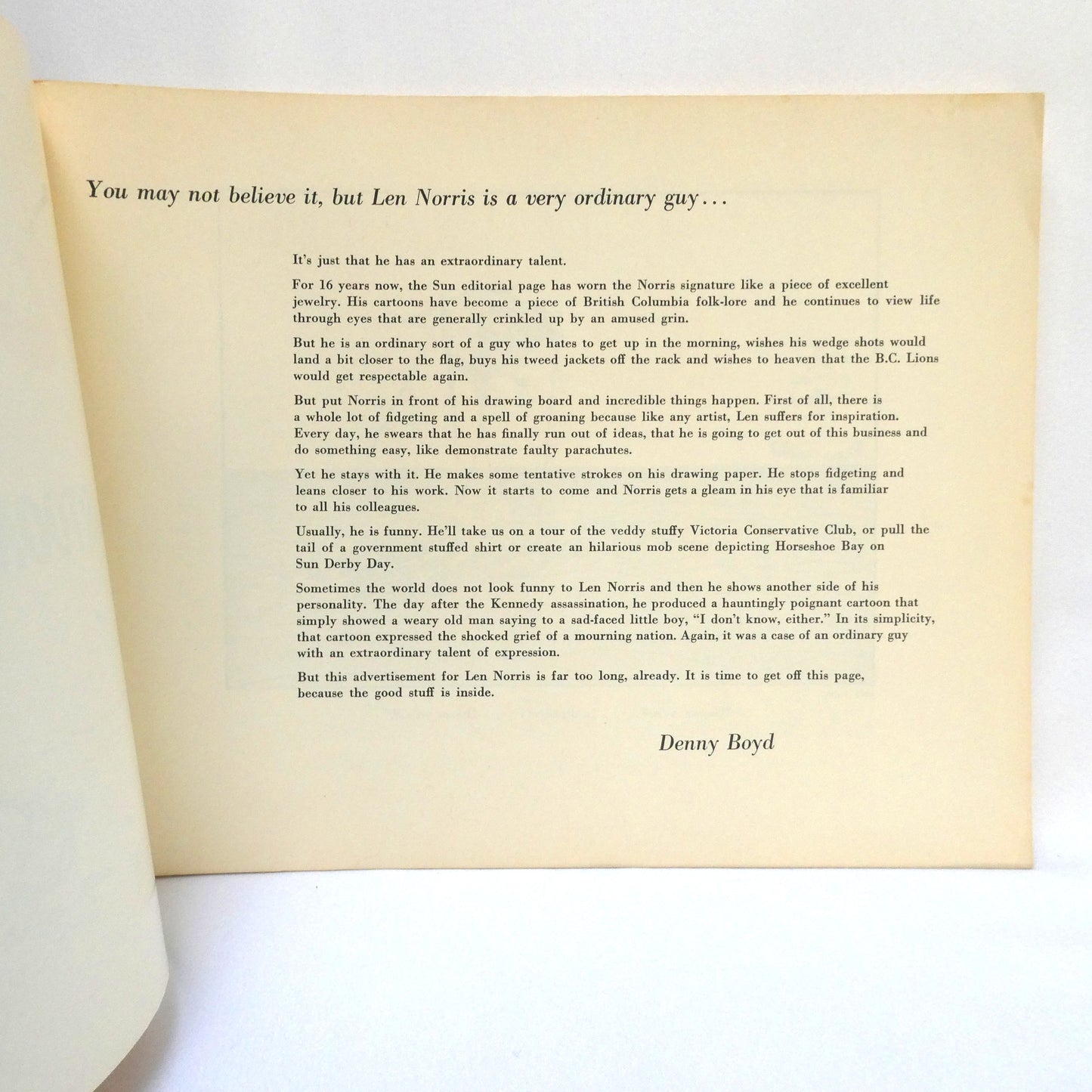 NORRIS, 16th Annual Collection of 101 Cartoons from The Vancouver Sun (1967 1st Ed.)