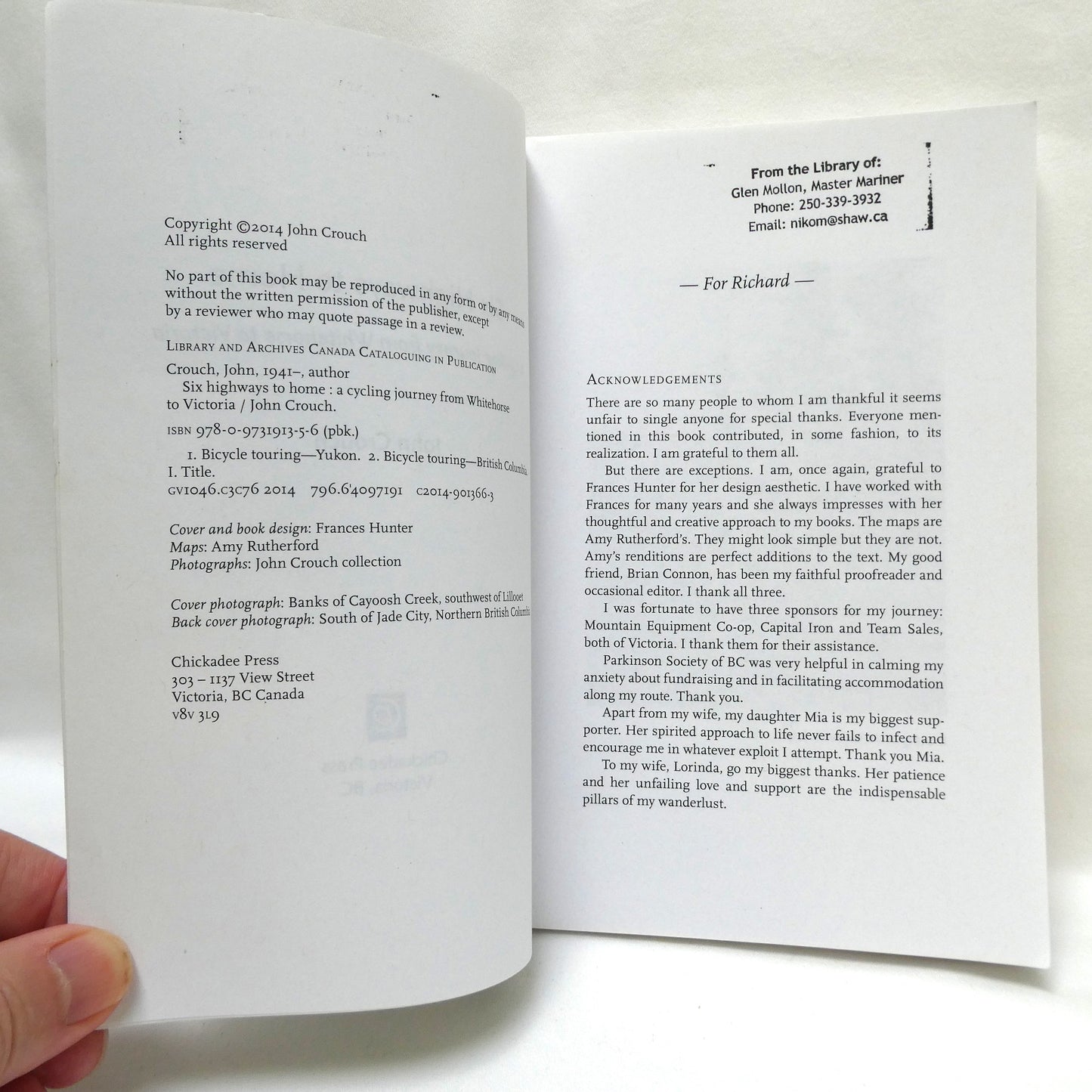 JOHN CROUCH, Two-Book Special Package Includes Bike Victoria, and Six Highways to Home