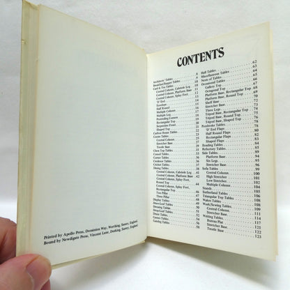 TABLES, ANTIQUES AND THEIR VALUES, Collectors Pocket Guide by Tony Curtis (1979 1st Ed.)