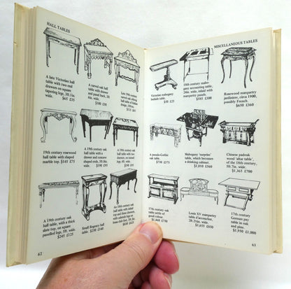 TABLES, ANTIQUES AND THEIR VALUES, Collectors Pocket Guide by Tony Curtis (1979 1st Ed.)