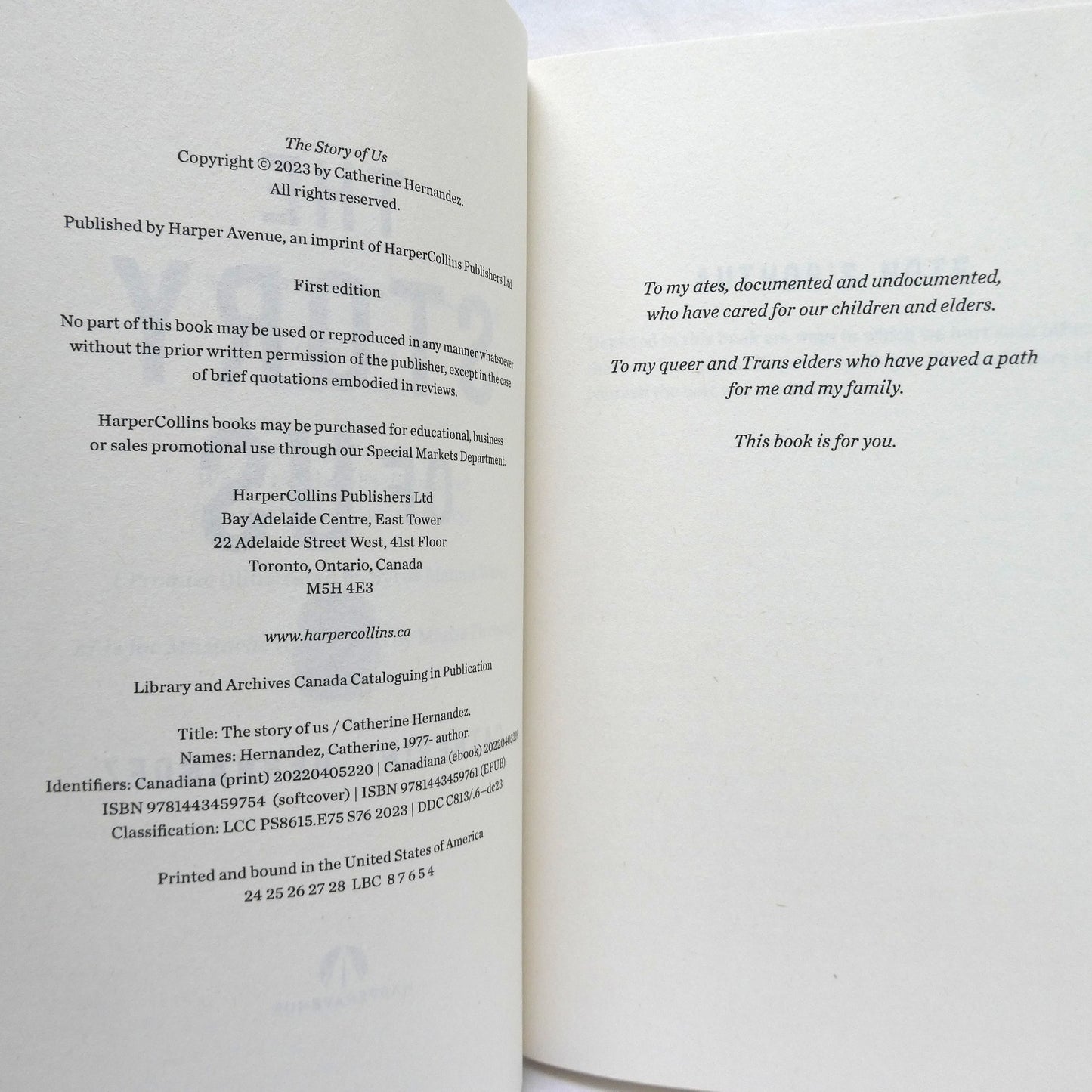 THE STORY OF US, A Novel by Catherine Hernandez (1st Ed. SIGNED)