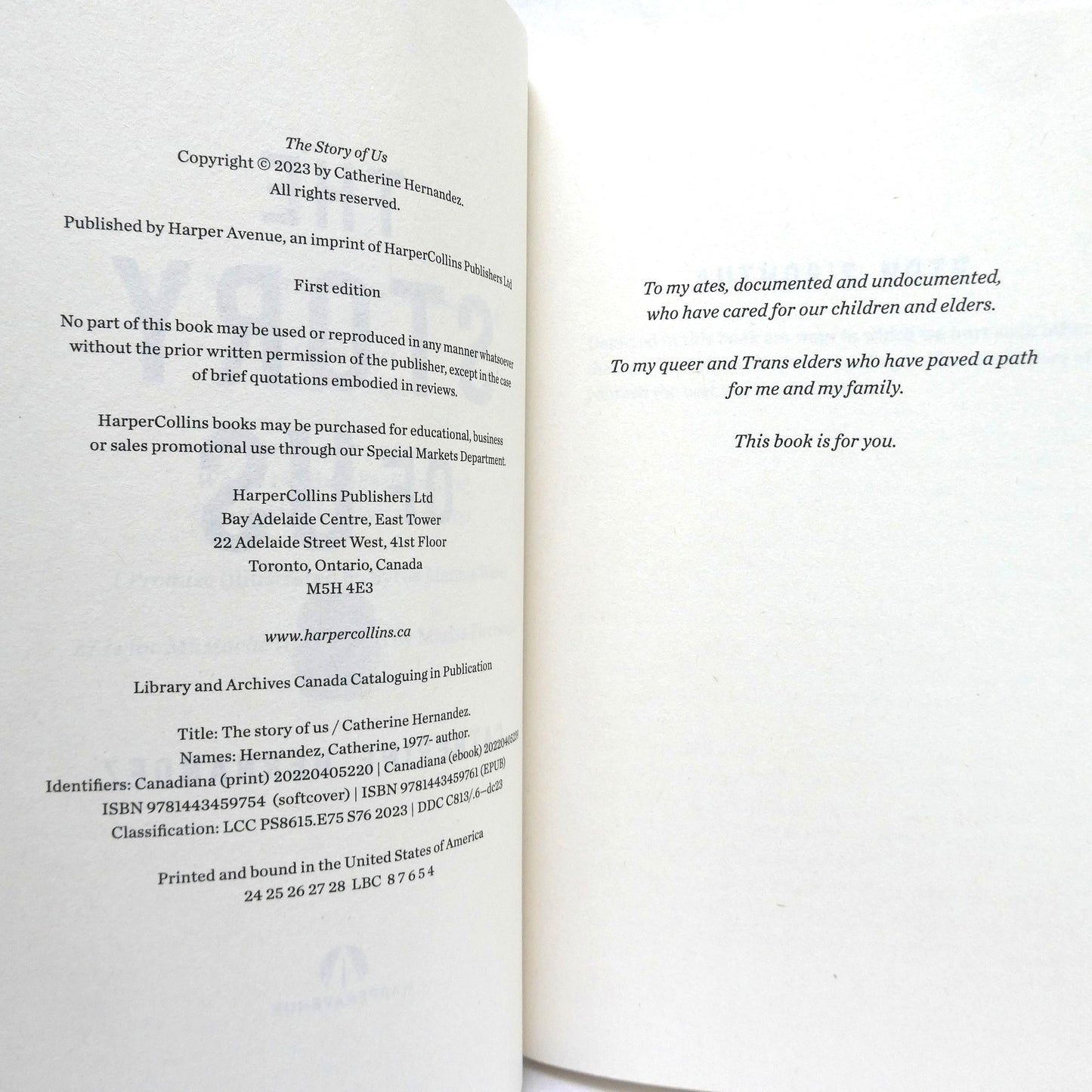 THE STORY OF US, A Novel by Catherine Hernandez (1st Ed. SIGNED)
