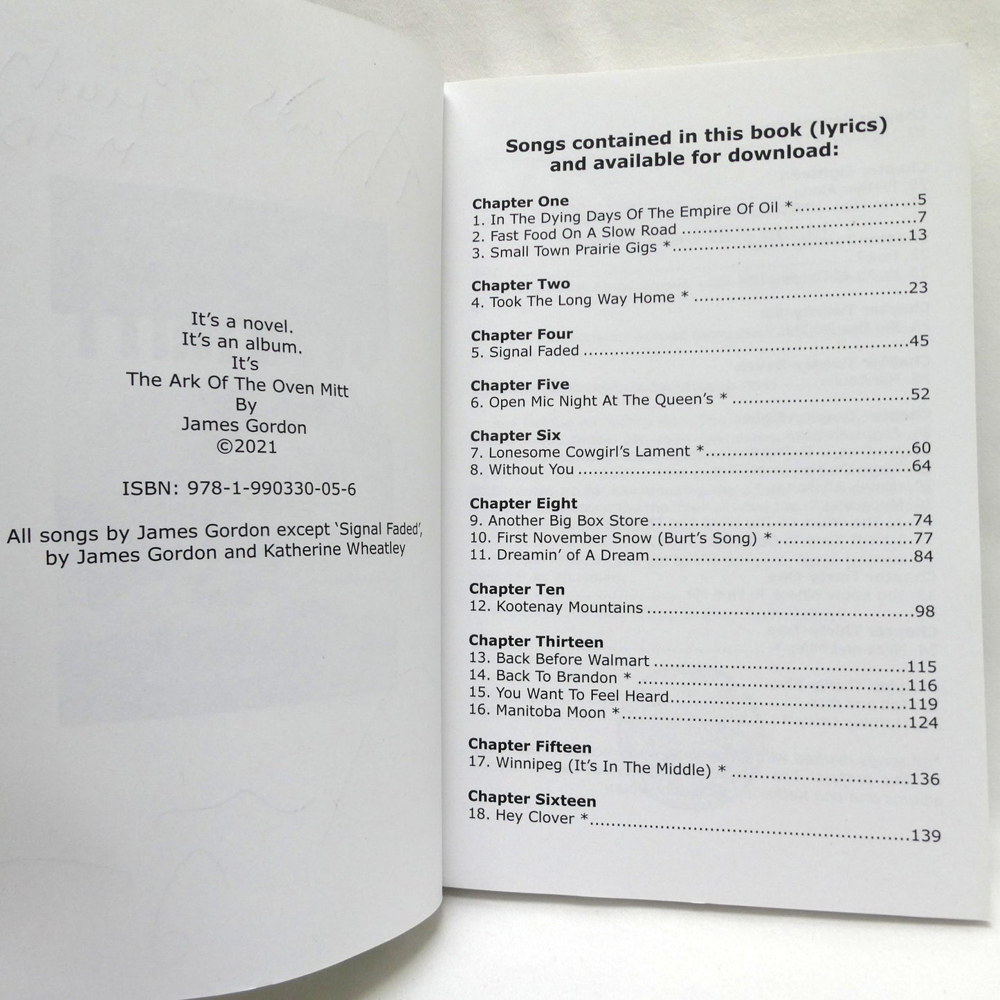 THE ARK OF THE OVEN MITT, It's a novel, it's an album, it's… by James Gordon (1st Ed. SIGNED)