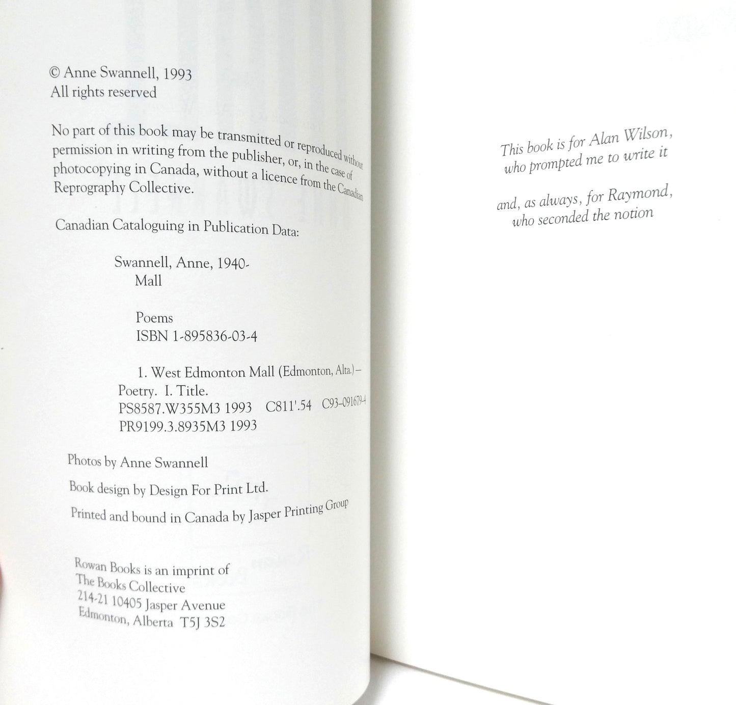 MALL, Poetry by Anne Swannell (1st Ed. SIGNED)