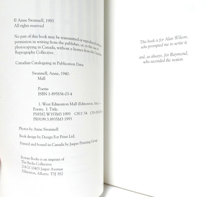 MALL, Poetry by Anne Swannell (1st Ed. SIGNED)