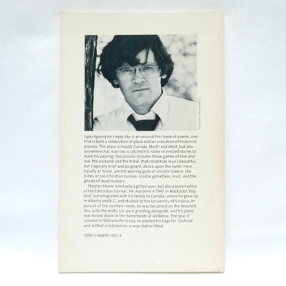 SIGNS AGAINST AN EMPTY SKY, A Collection of Poetry by Stephen Hume (1st Ed. SIGNED)