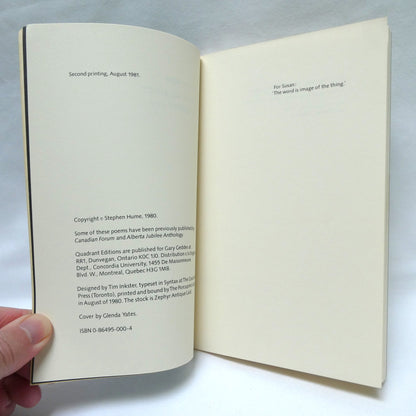 SIGNS AGAINST AN EMPTY SKY, A Collection of Poetry by Stephen Hume (1st Ed. SIGNED)