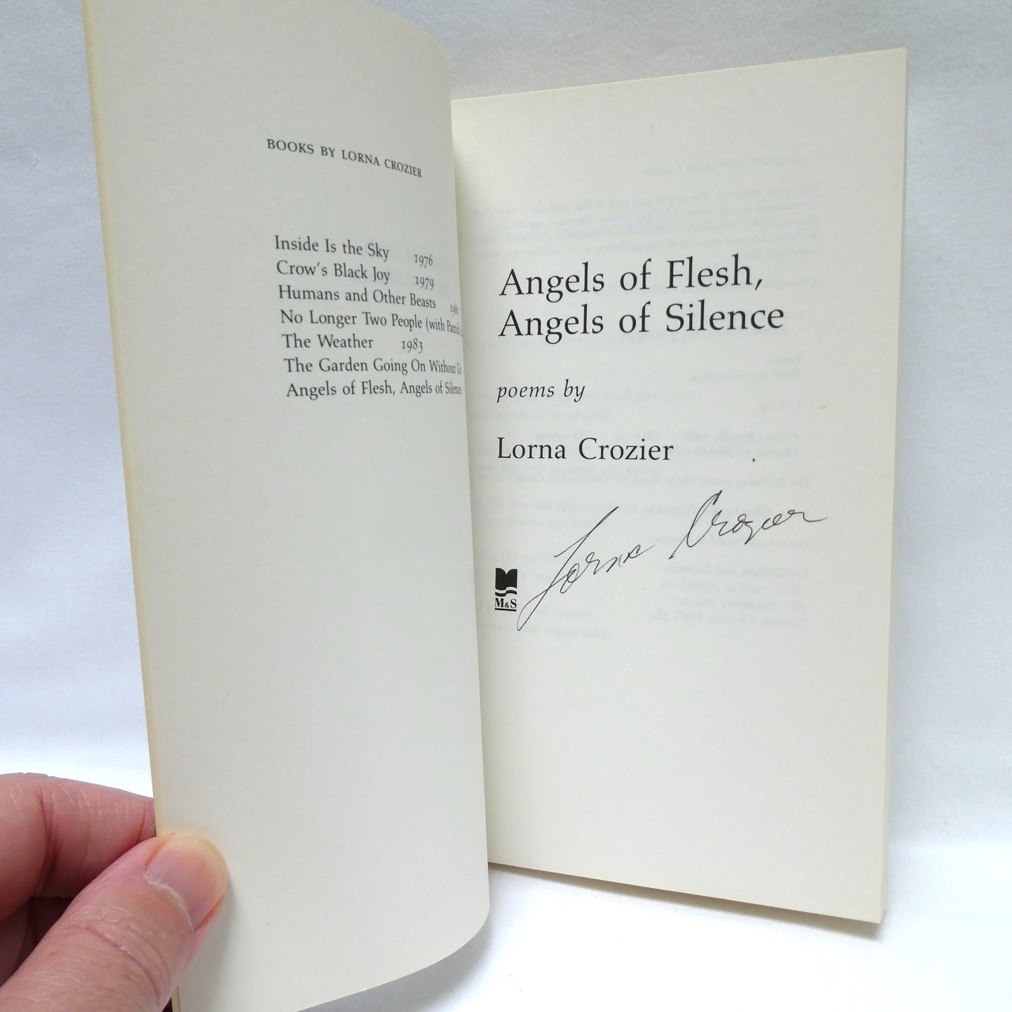 ANGELS OF FLESH, ANGELS OF SILENCE, Poetry by Lorna Crozier (1st Ed. SIGNED)
