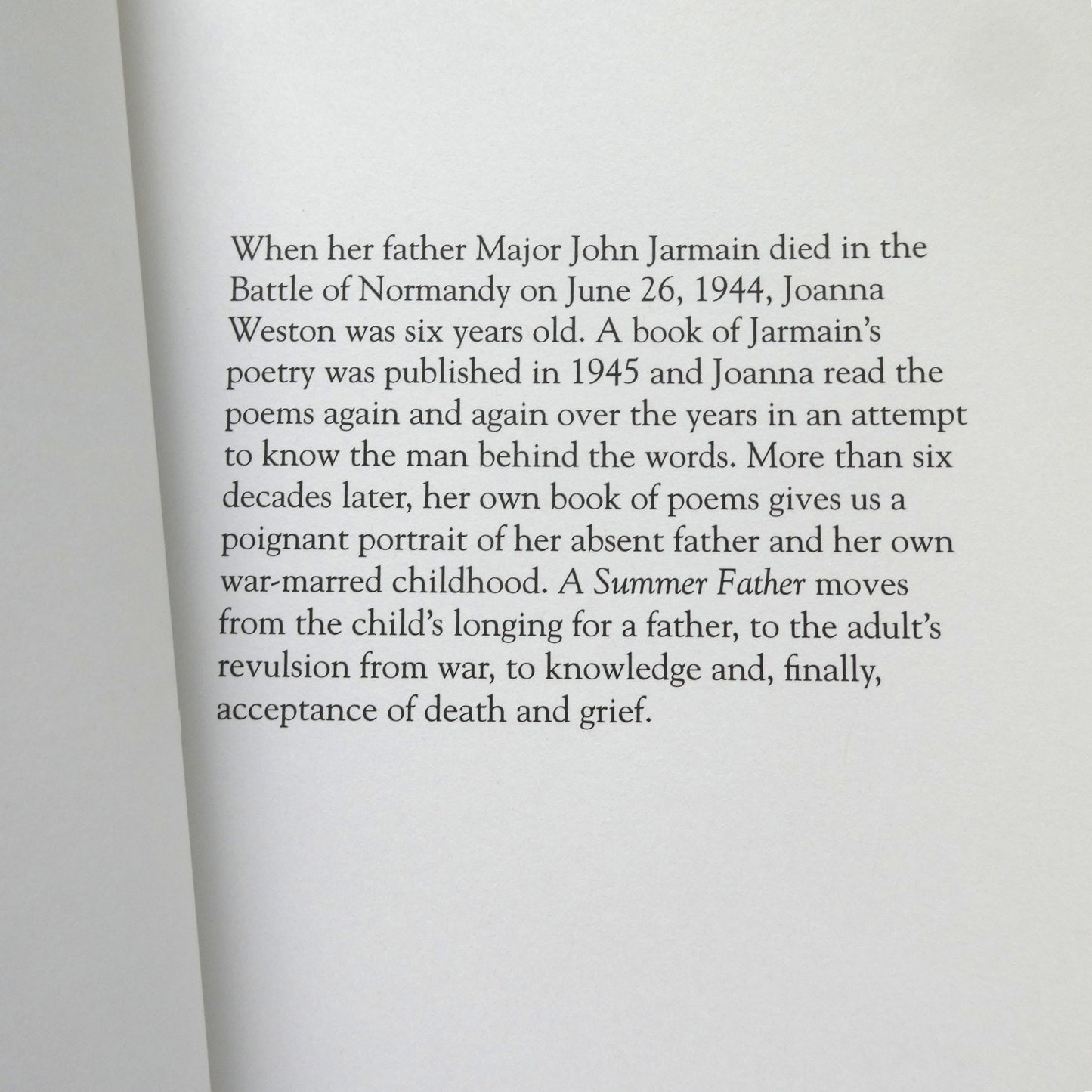 A SUMMER FATHER, Poetry by Joanna M. Weston (1st Ed. SIGNED)