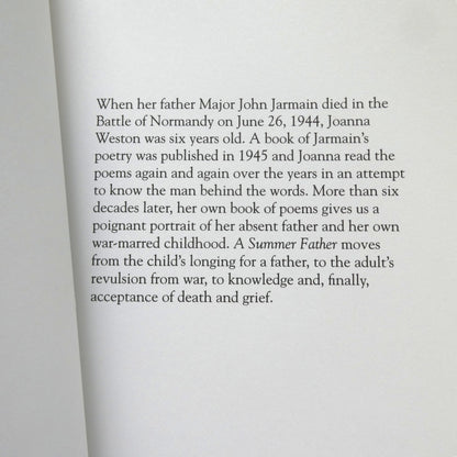 A SUMMER FATHER, Poetry by Joanna M. Weston (1st Ed. SIGNED)