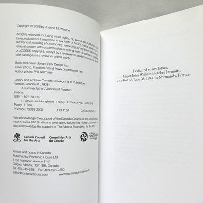 A SUMMER FATHER, Poetry by Joanna M. Weston (1st Ed. SIGNED)
