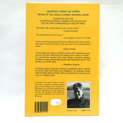 QUESTIONS I ASKED MY MOTHER, Poems by Di Brandt (1st Ed. SIGNED)