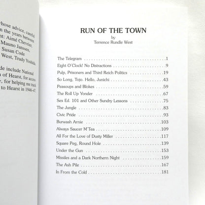 RUN OF THE TOWN, Stories of an Unfettered Youth, by Terrence Rundle West (1st Ed. SIGNED)