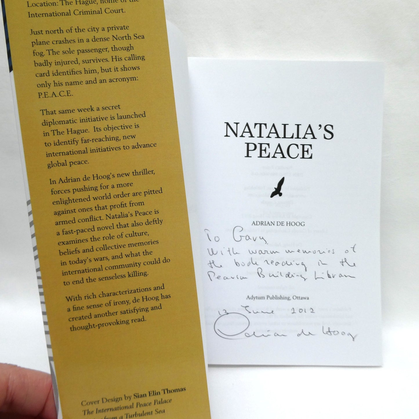 NATALIA'S PEACE, by Adrian De Hoog (1st Ed. SIGNED)