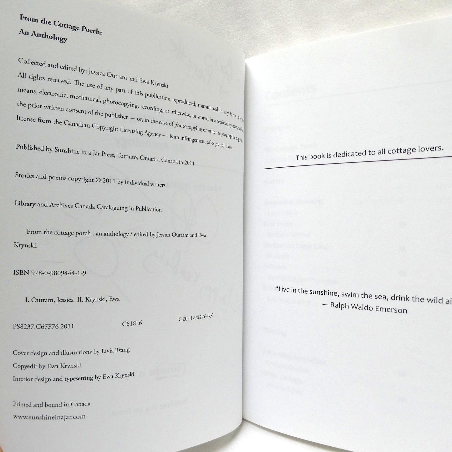 FROM THE COTTAGE PORCH, An Anthology Edited by Jessica Outram and Ewa Krynski (1st Ed. SIGNED)