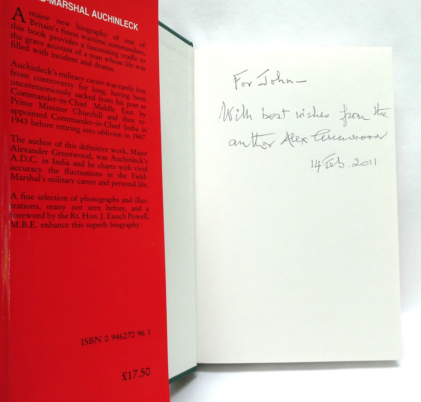 FIELD-MARSHAL AUCHINLECK, The Biography by Alexander Greenwood (1st Ed. SIGNED)