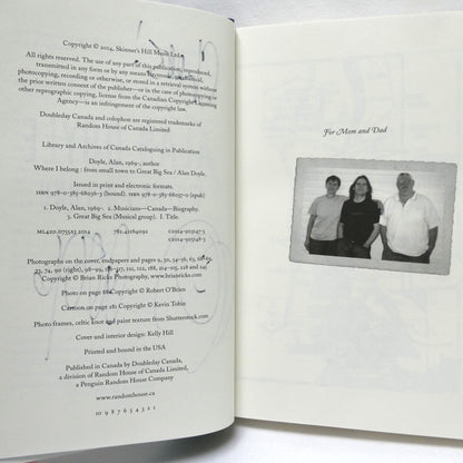 WHERE I BELONG, Small Town to Great Big Sea, by Alan Doyle (1st Ed. SIGNED)