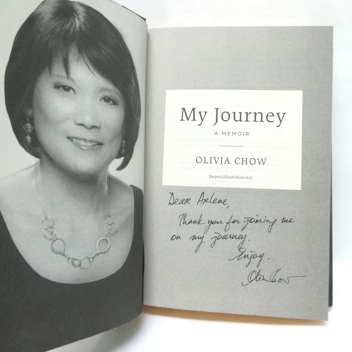 MY JOURNEY, A Memoir by Olivia Chow (1st Ed. SIGNED)