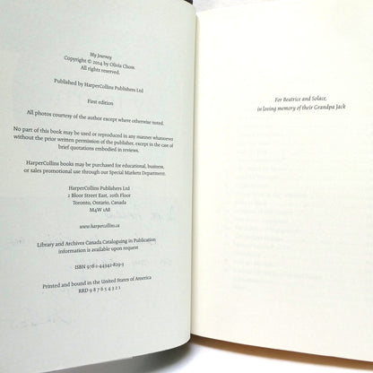 MY JOURNEY, A Memoir by Olivia Chow (1st Ed. SIGNED)