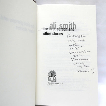 THE FIRST PERSON and Other Stories, by Ali Smith (1st Ed. SIGNED)
