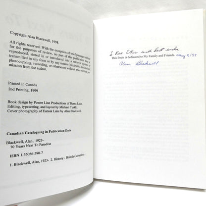 70 YEARS NEXT TO PARADISE, by Alan Blackwell (1st Ed. SIGNED)