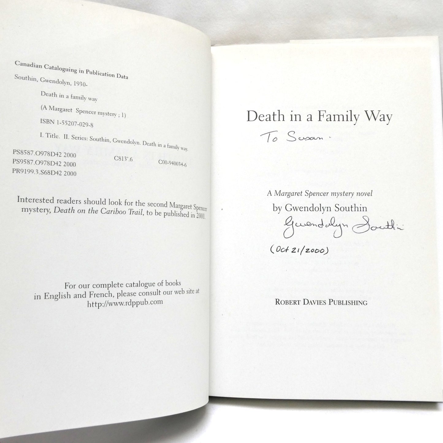 DEATH IN A FAMILY WAY, A Margaret Spencer Mystery, by Gwendolyn Southin (1st Ed. SIGNED)