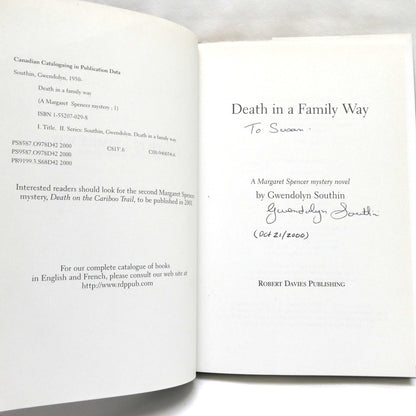 DEATH IN A FAMILY WAY, A Margaret Spencer Mystery, by Gwendolyn Southin (1st Ed. SIGNED)