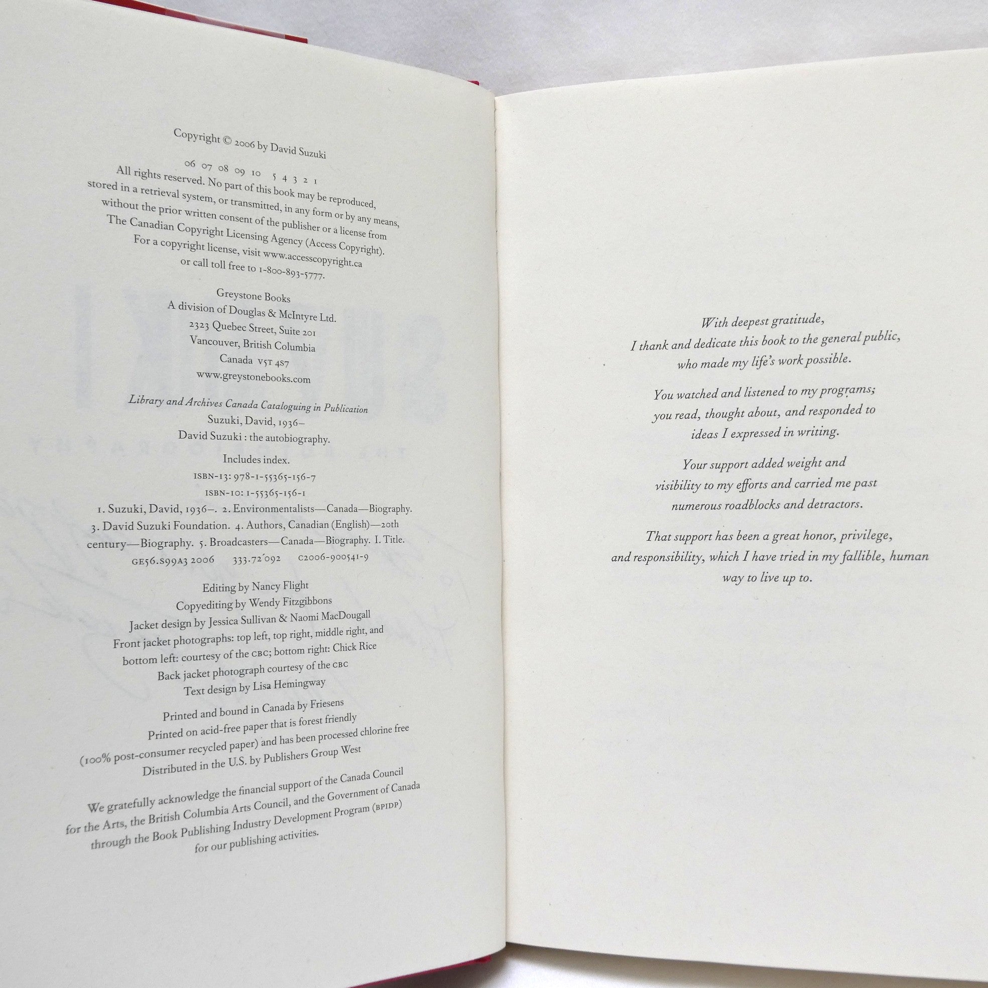 DAVID SUZUKI, The Autobiography by David Suzuki (1st Ed. SIGNED
