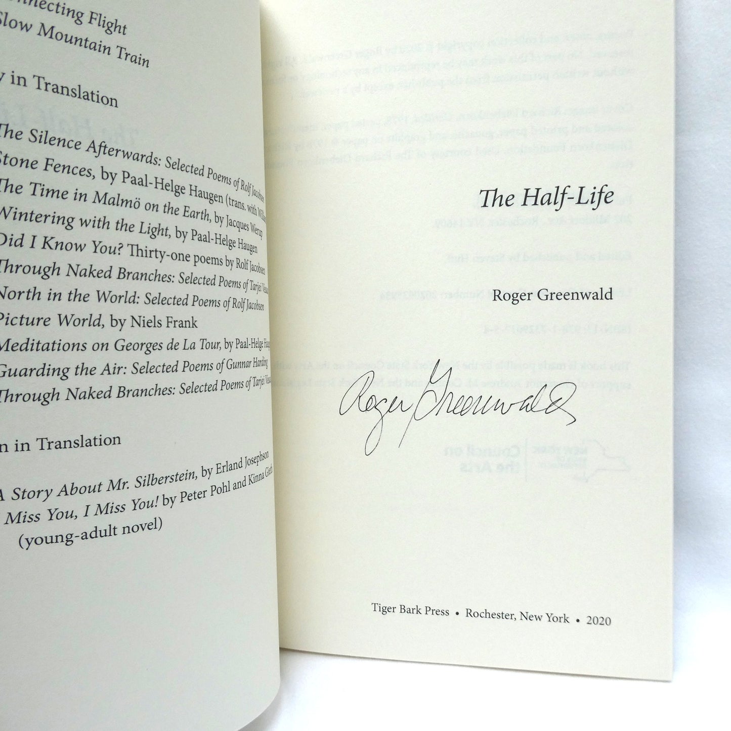 THE HALF-LIFE, Poetry by Roger Greenwald (1st Ed. SIGNED)