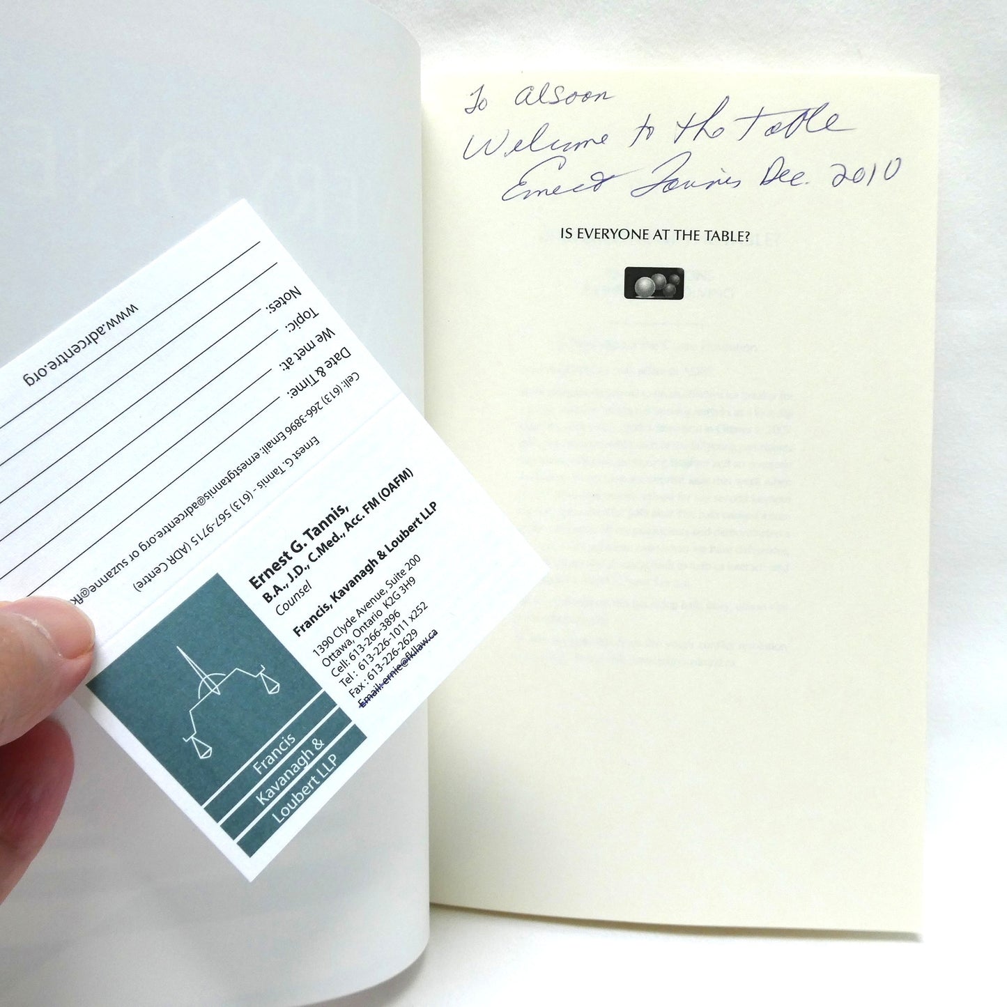 IS EVERYONE AT THE TABLE? 18 Life Lessons in Problem Solving, by Ernest G. Tannis (1st Ed. SIGNED)