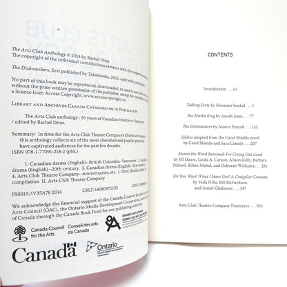 THE ARTS CLUB ANTHOLOGY, 50 Years of Canadian Theatre in Vancouver, Edited by Rachel Ditor (1st Ed. SIGNED)