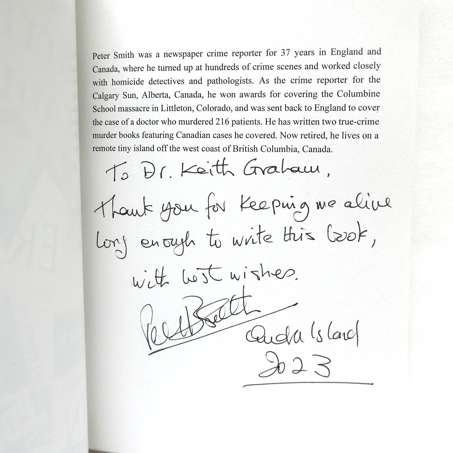 HITTING DEADLINE, A Crime Thriller Novel, by Peter Smith (1st Ed. SIGNED)