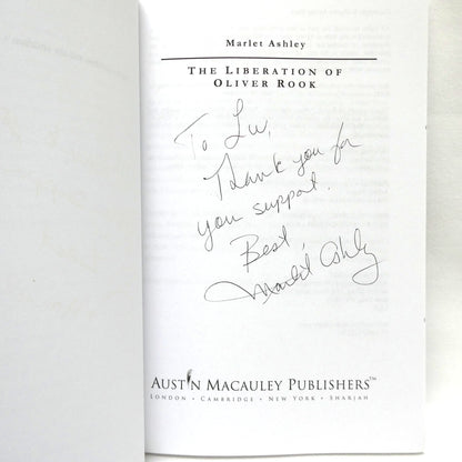 THE LIBERATION OF OLIVER ROOK, A Novel by Marlet Ashley (1st Ed. SIGNED)