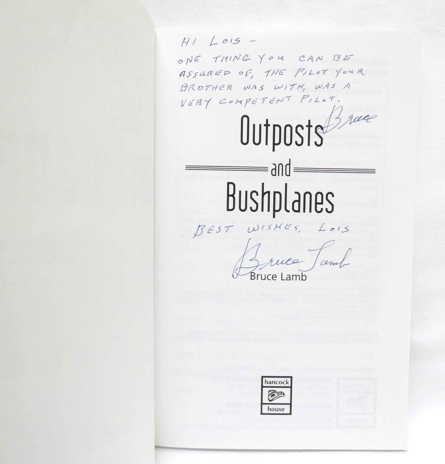 OUTPOSTS AND BUSHPLANES, Stories by Bruce Lamb (1st Ed. SIGNED)