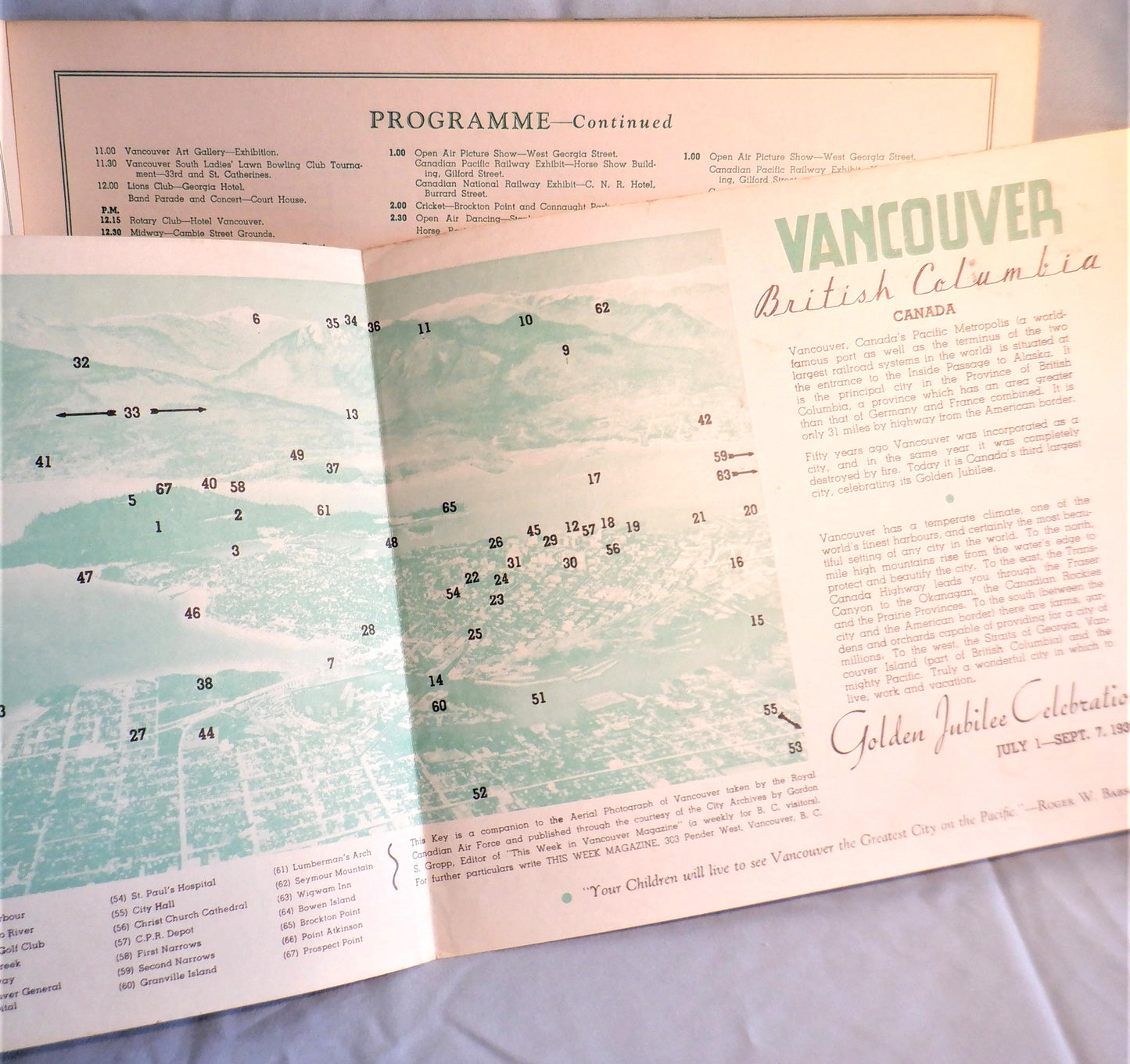 VANCOUVER'S GOLDEN JUBILEE 1886-1936 Official Vancouver, British Columbia, Pictorial Souvenir Program, 1936