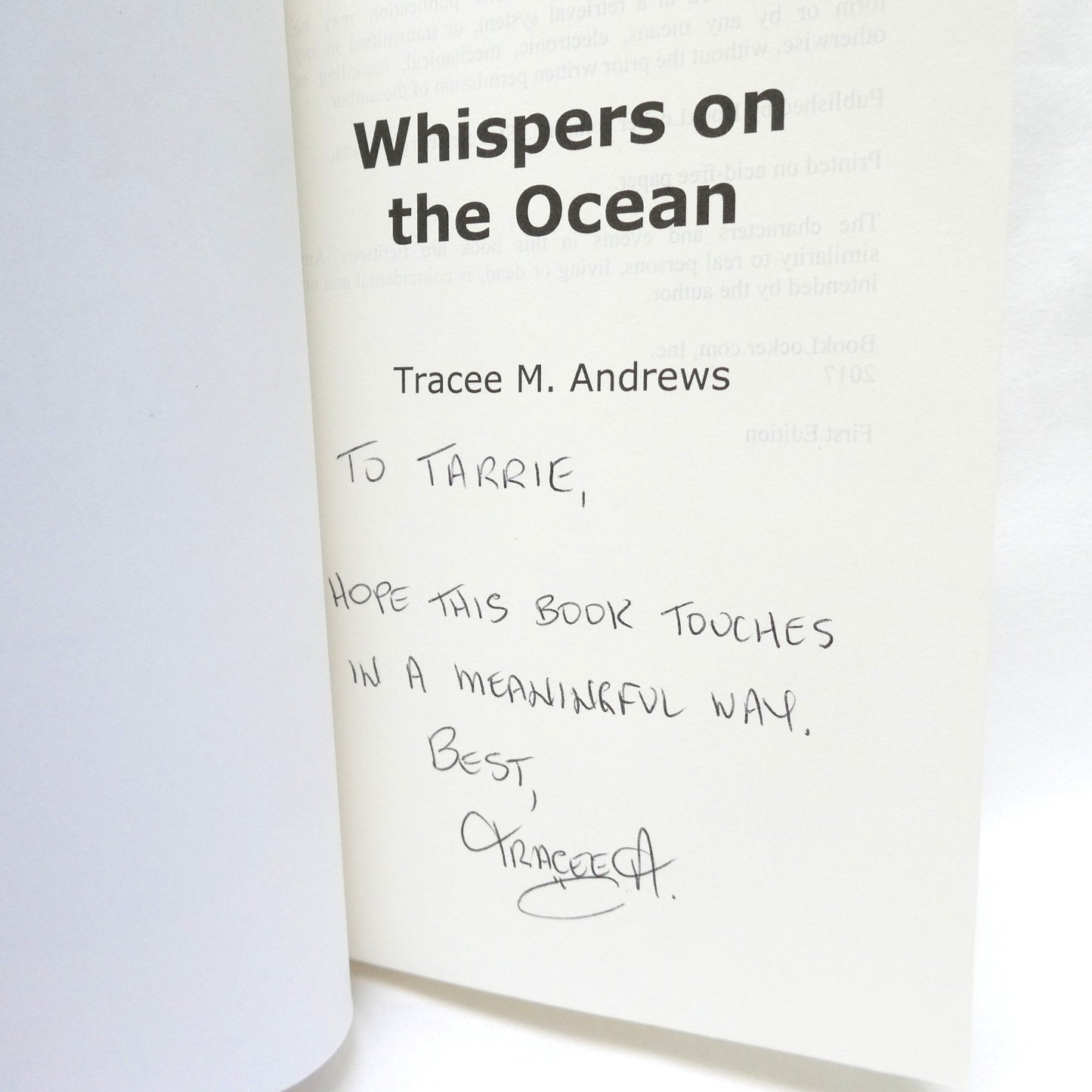 WHISPERS ON THE OCEAN, by Tracee M. Andrews (1st Ed. SIGNED)