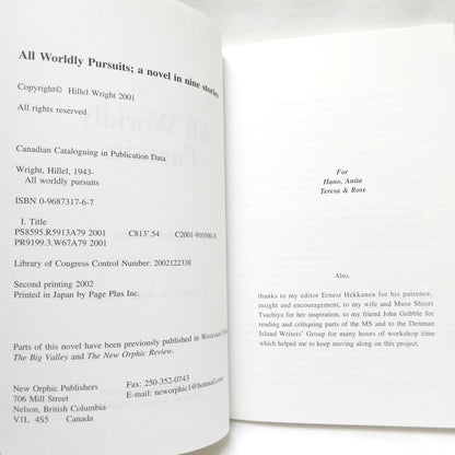 ALL WORLDLY PURSUITS, A Novel In Nine Stories, by Hillel Wright (1st Ed. SIGNED)