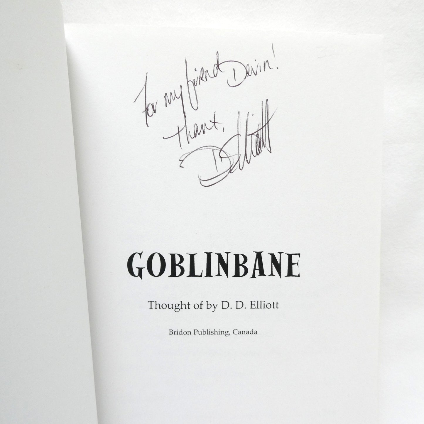 GOBLINBANE, A Fantasy Novel, by D.D. Elliott (1st Ed. SIGNED)